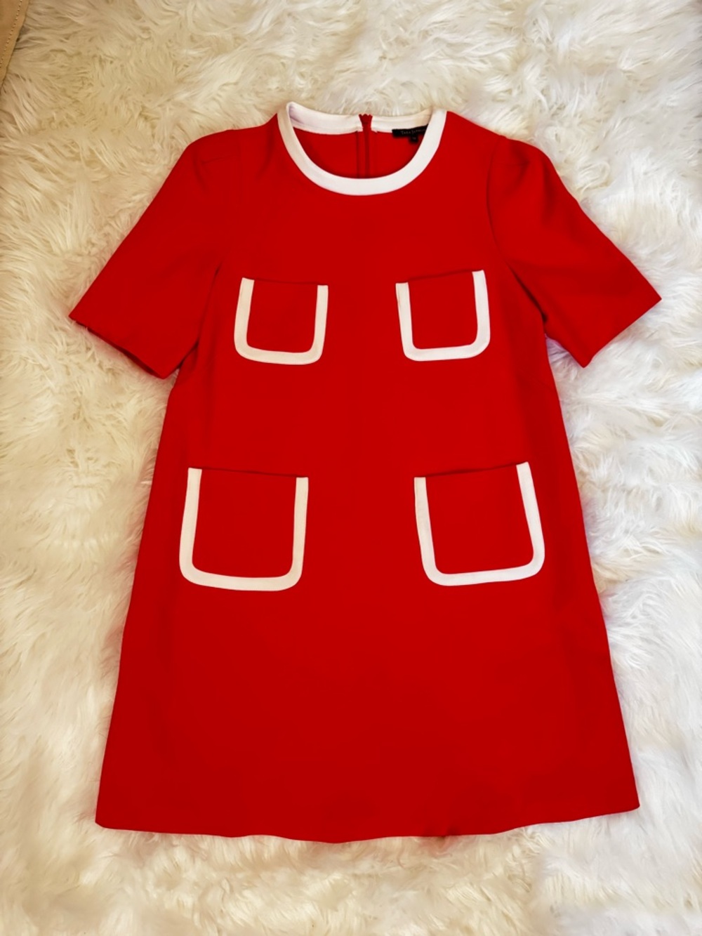 Tara Jarmon Magenta Pink Shift Dress | White Trim Pocket Detail | EU 38 (US 6) - Picture 2 of 14